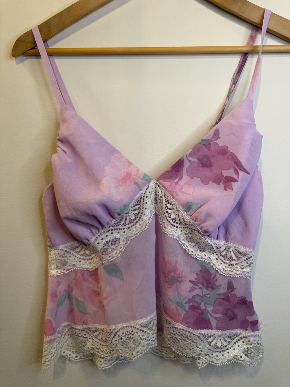 NWT- wild fable Lavender Floral Lace-Trim Cami Top Y2K inspired
